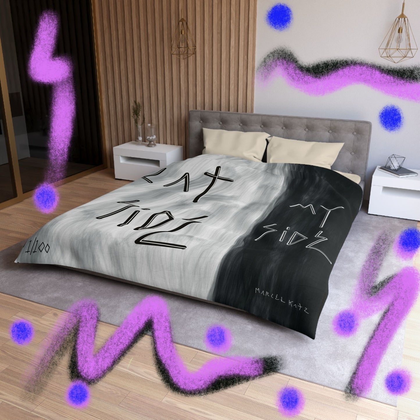 "Cat Side My Side" Duvet Cover