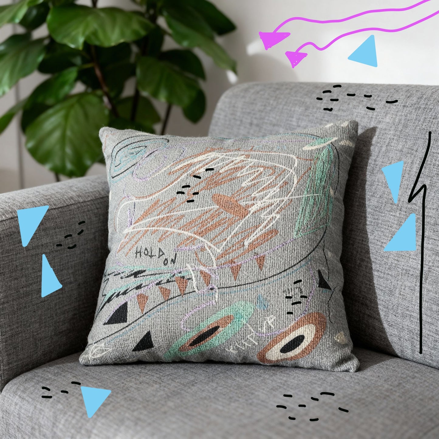 "Hold On" Woven Pillow