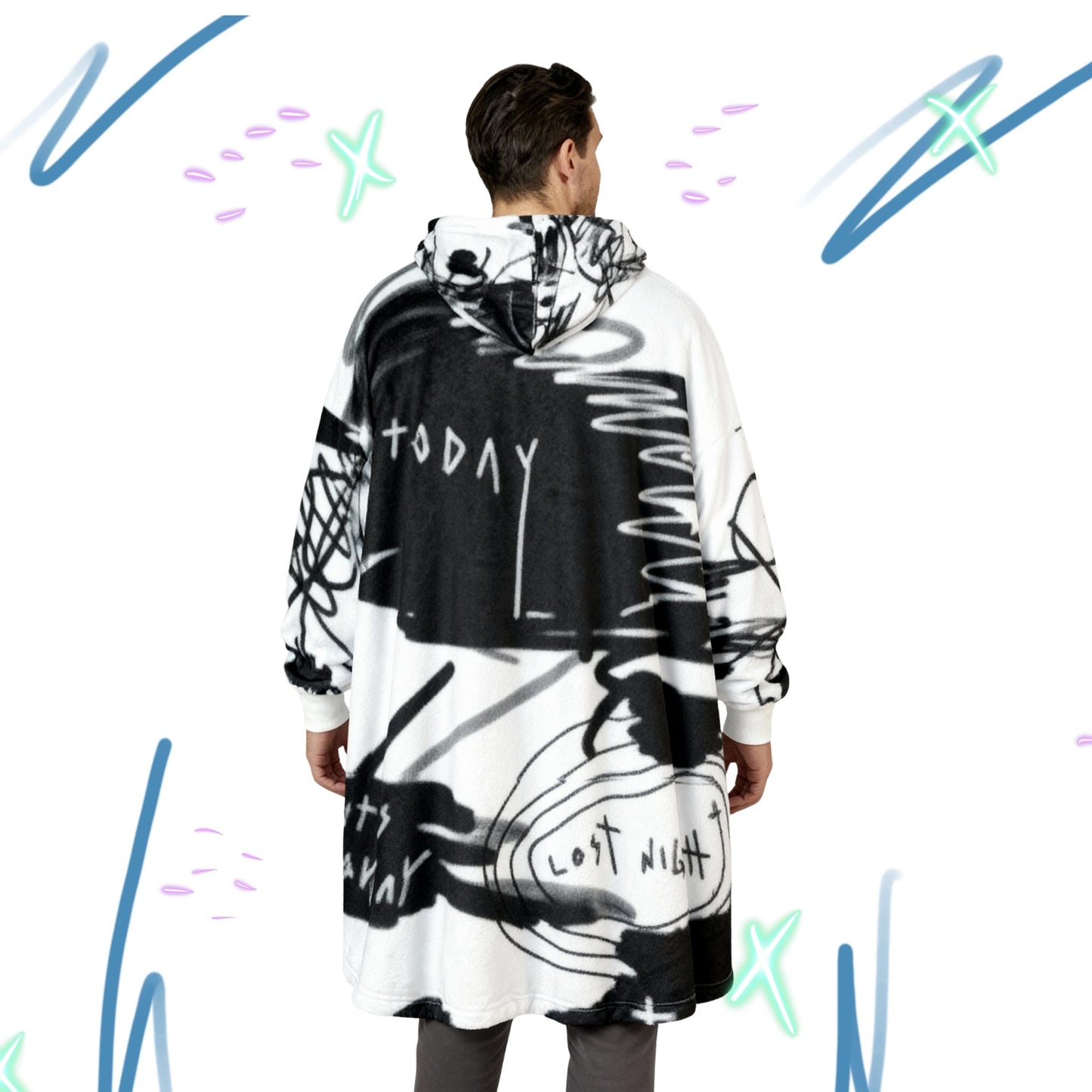 "Scribble" Hooded Blanket