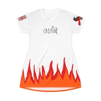 🔥 "CREATOR // AMERICA ON FIRE" AOP T-Shirt Dress
