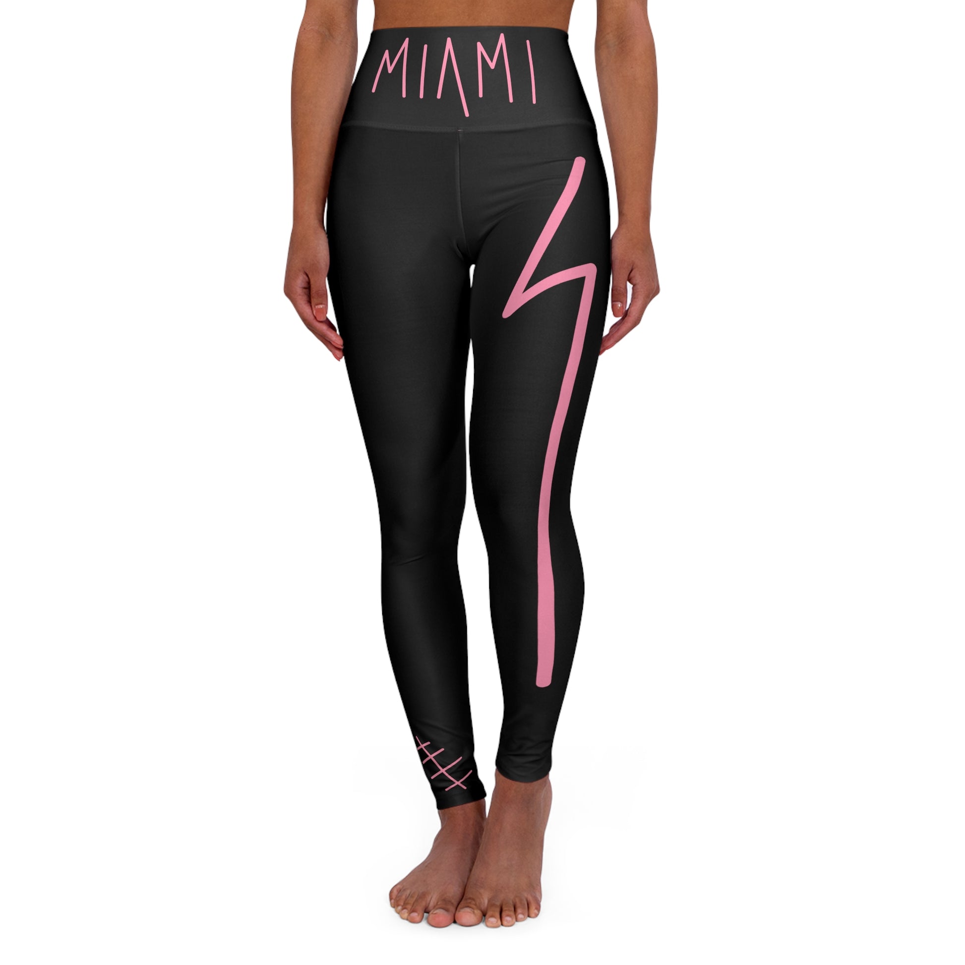 “Pink Bolta” High-Waisted Leggings - THE ART PLUG SHOP