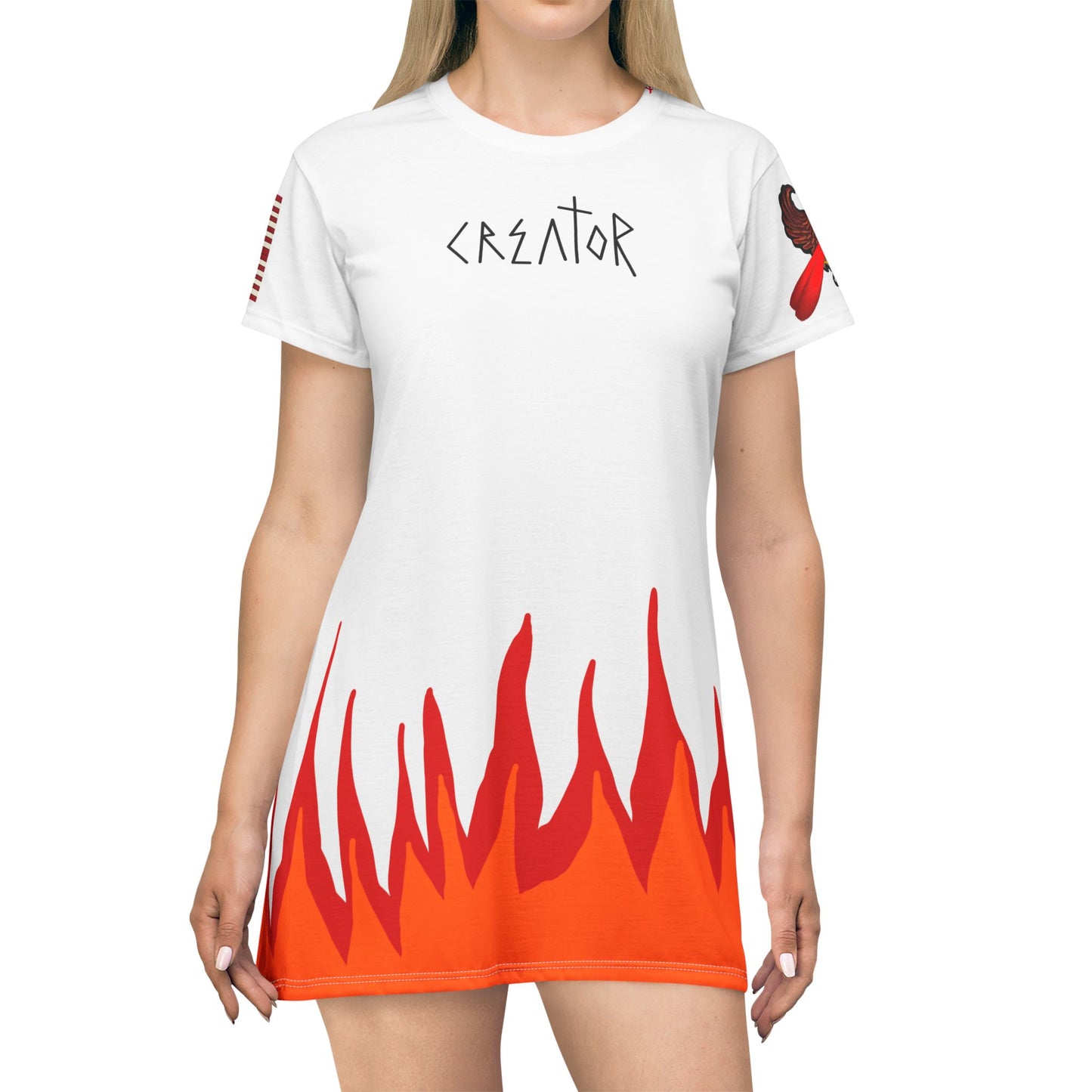 🔥 "CREATOR // AMERICA ON FIRE" AOP T-Shirt Dress