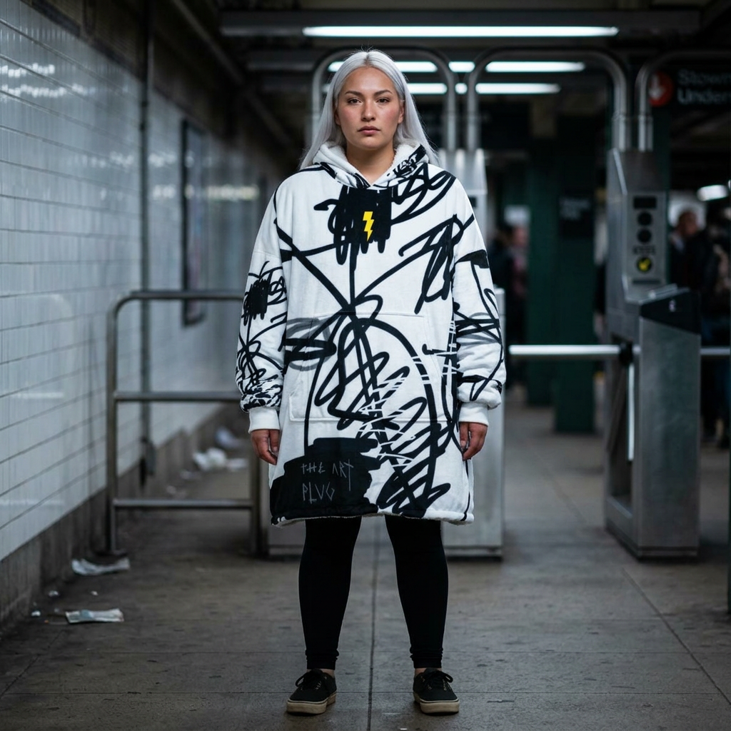 "Scribble" Hooded Blanket