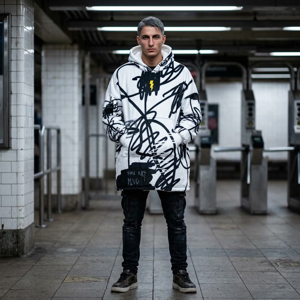 "Scribble" Hooded Blanket
