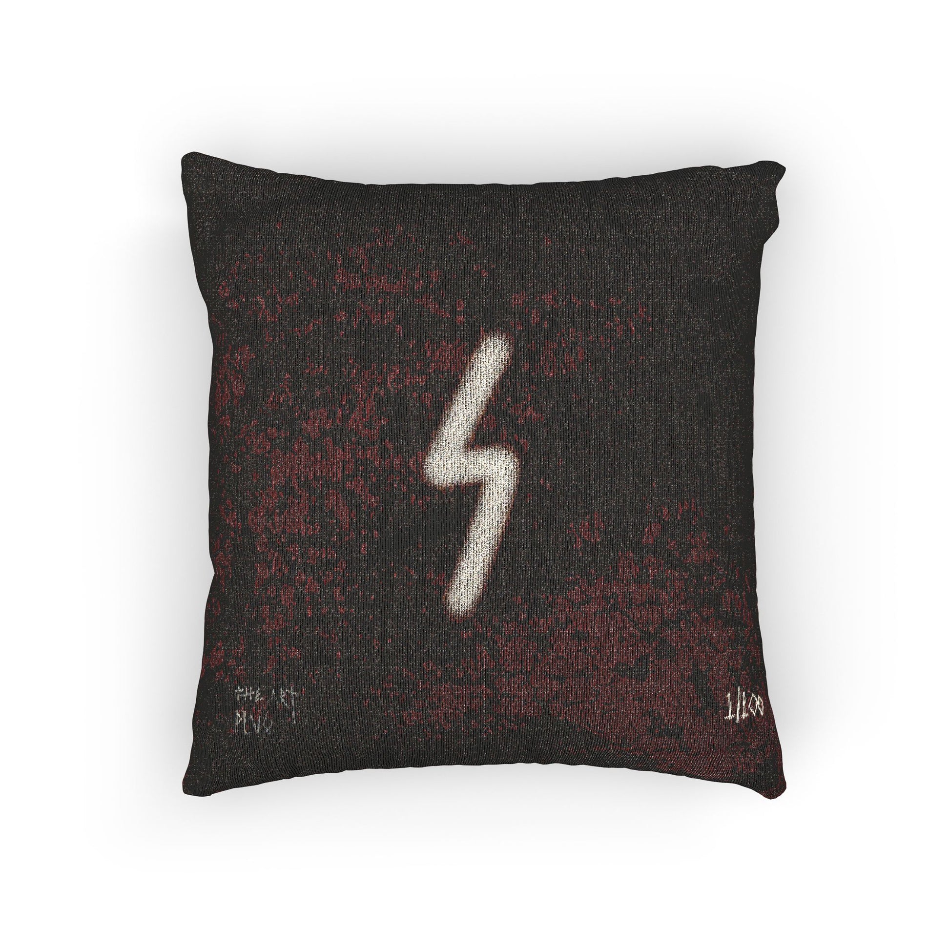 "Crimson Static" Woven Pillow - THE ART PLUG SHOP